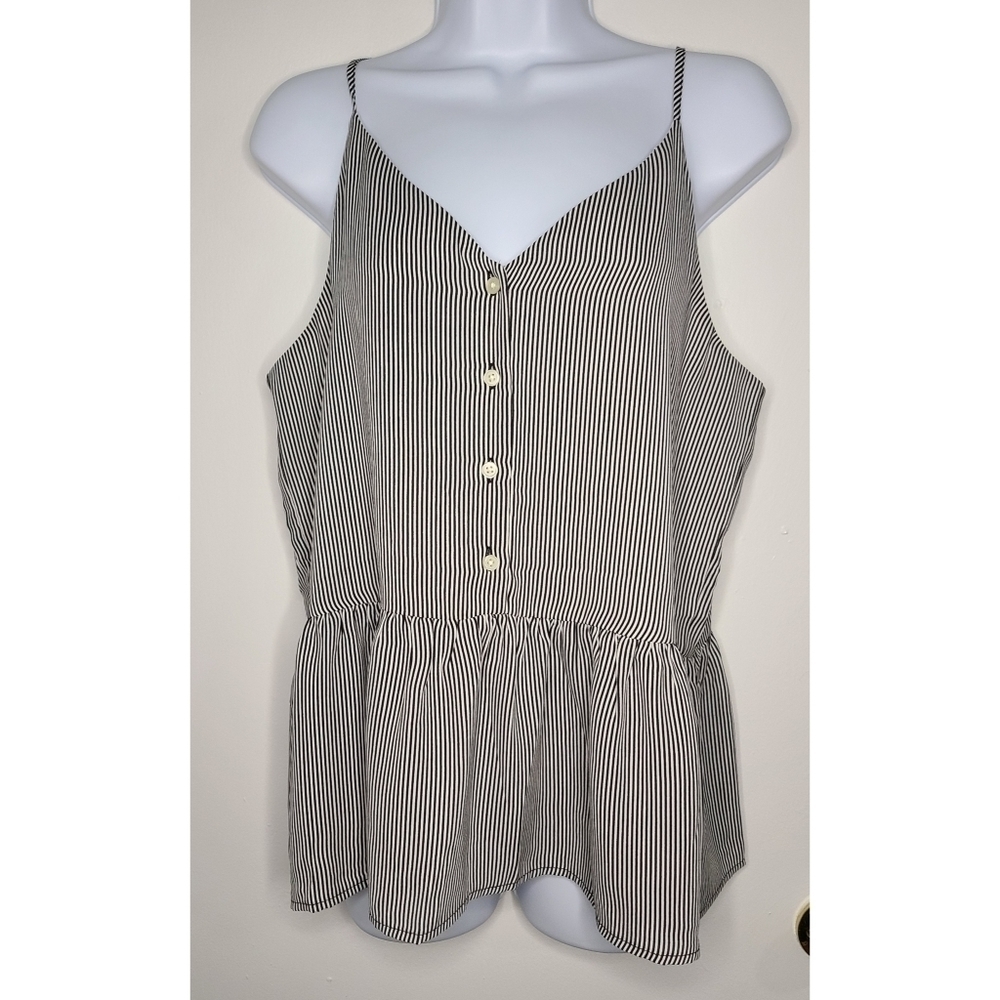 Loft Black and White Striped Peplum Top - Picture 2 of 6